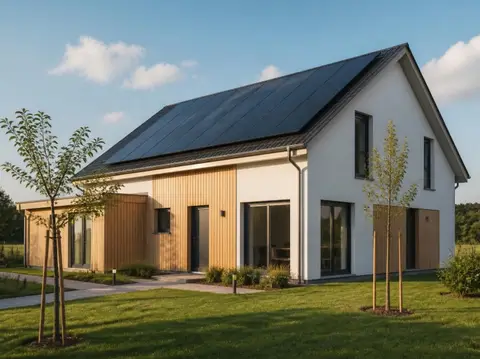 Maison neuve avec toiture photovoltaïque intégrée